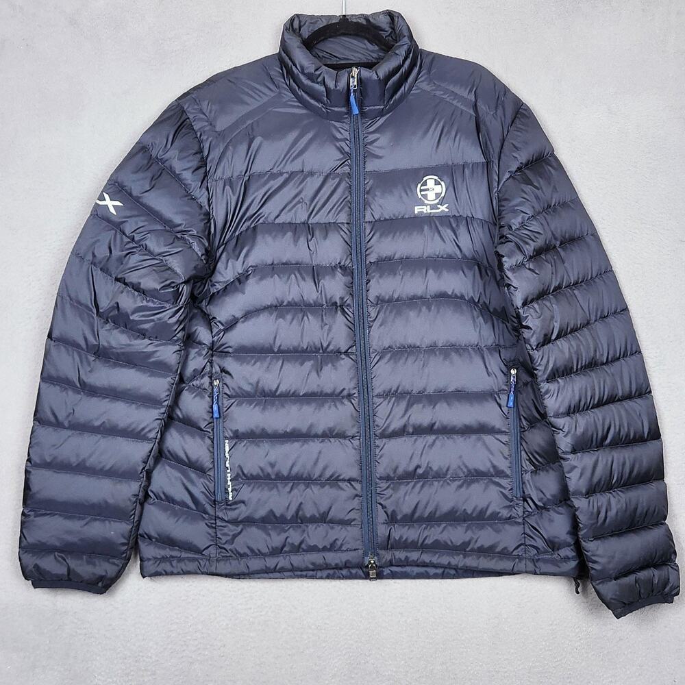 RLX Ralph Lauren Jacket Mens XL Blue Down Lightweight Puffer Quilted Full Zip